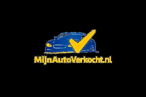 MijnAutoVerkocht.nl logo featuring a blue car with yellow checkmark and text